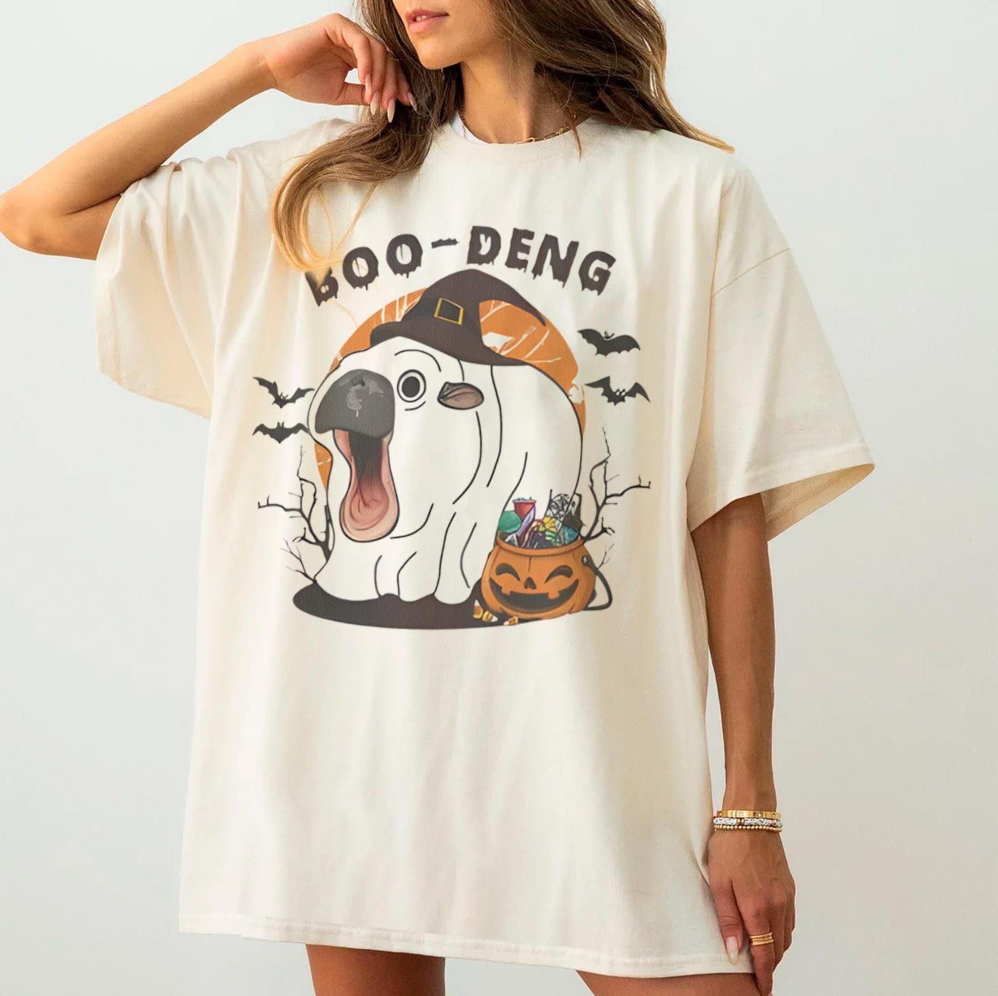 Comfort Colors Funny Moo Deng Halloween Shirt I Love Moo Deng T Shirt Baby Pygmy Hippo Moo Deng T-Shirt Moo Deng Tee